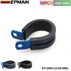 10PCS/LOT AN3 AN4 9.5mm I.D Aluminium Rubber Lined Cushioned P Clamp / Clip EP-GBPLCC90-06